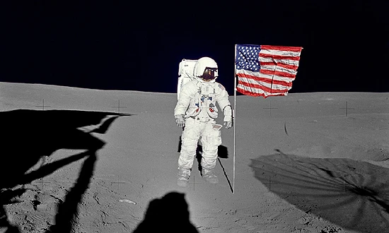 Edgar Dean Mitchell at USA flag
