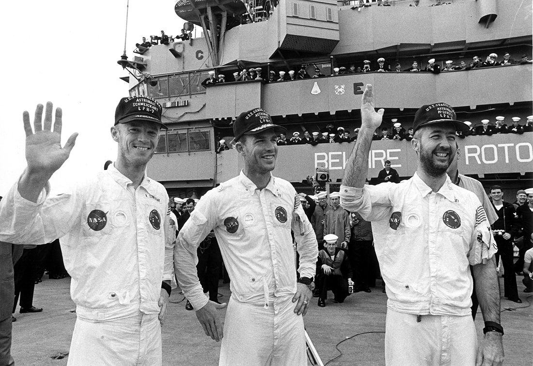 NASA crew on ship Guadalcanal