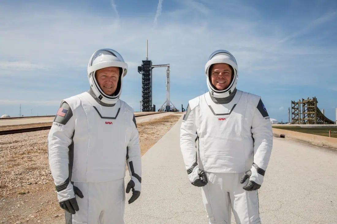 NASA astronauts Douglas Hurley Bob Behnken at LC39A SpaceX