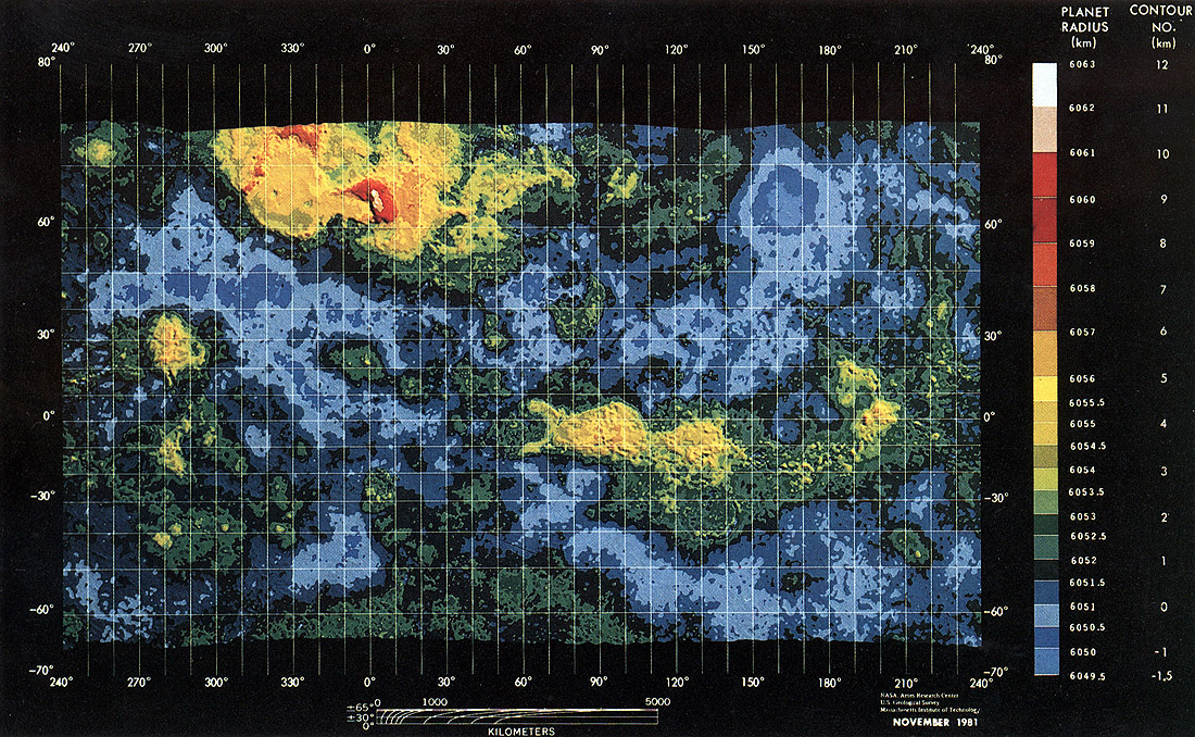 Venera topographic map of venus 1981