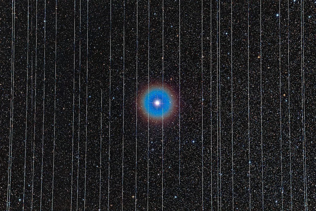 Albireo in Cygnus with Starlink Satellites Albireo in Cygnus with Starlink Satellites